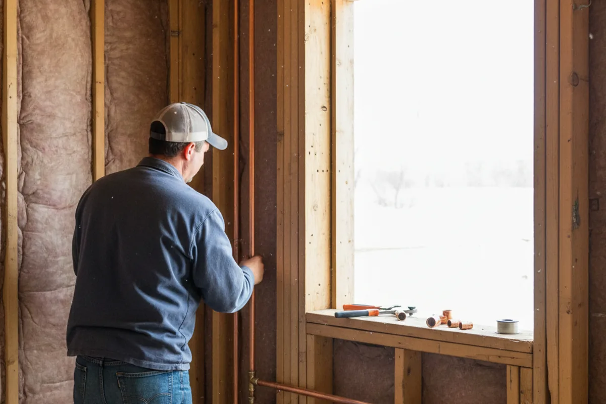 Licensed plumber running new copper supply lines in a Needmore home