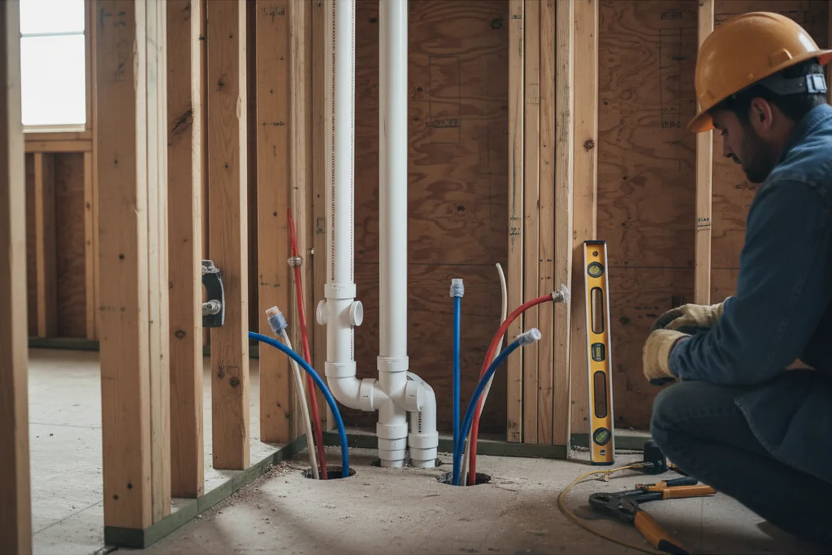 Drain and supply rough-in during Drain Cleaning in Needmore
