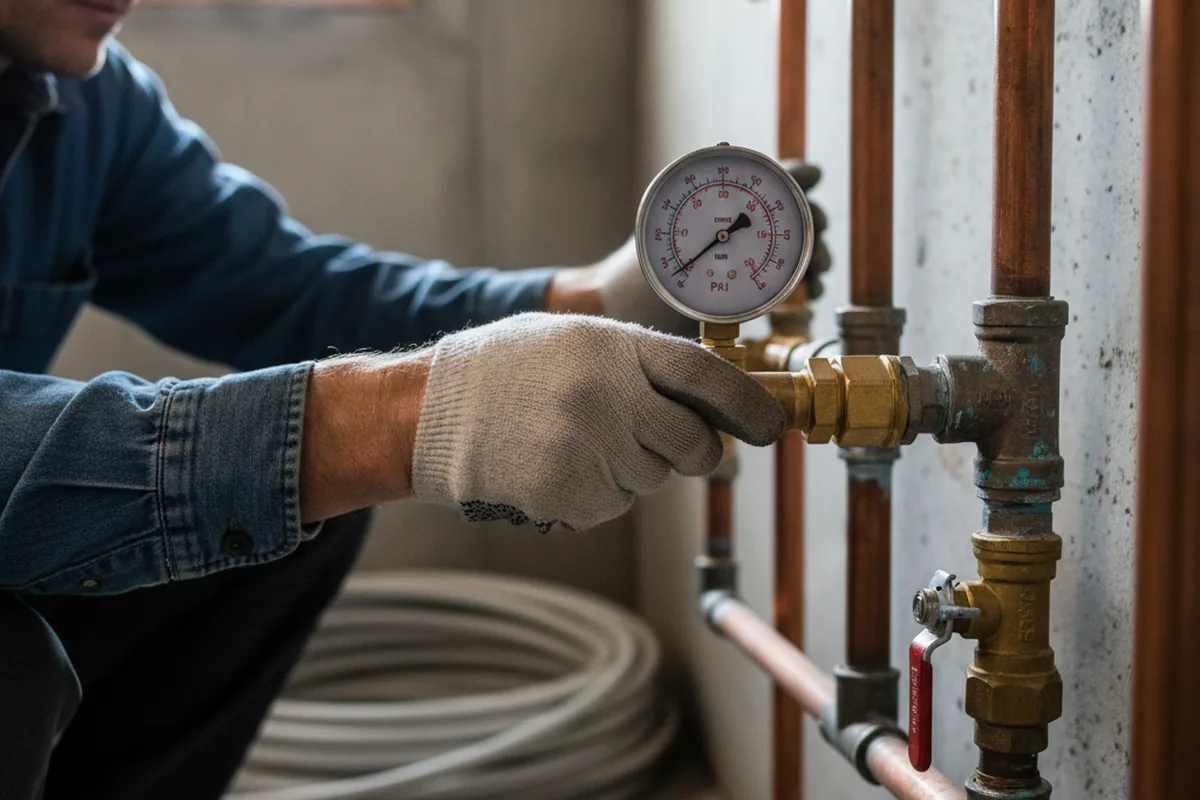 Pressure testing a repaired line during Water Line Repair in Needmore